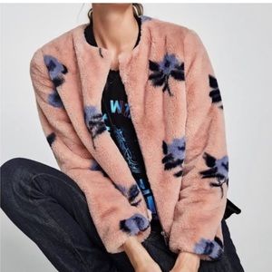 Zara pink fur jacket